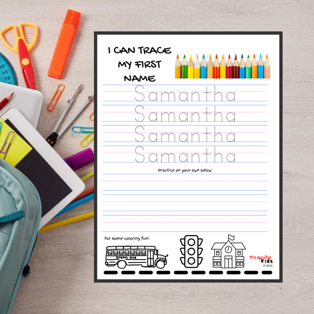 Personalized Preschool Back to School Tracing Name and Alphabet Fun Packet | For Download